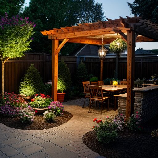 Backyard Landscaping Ideas, Outdoor Lighting, Patio, Pergola